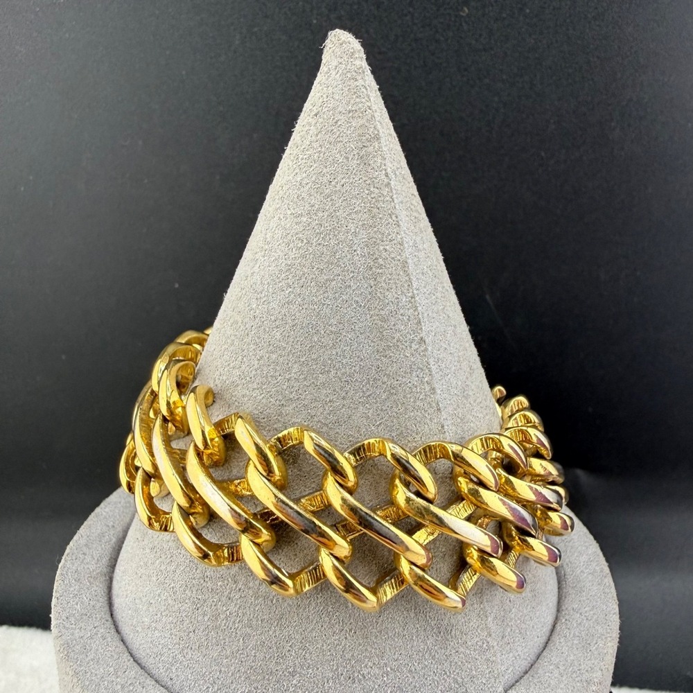 Vintage Monet Bracelet Gold Tone Braided Chain 7.5"